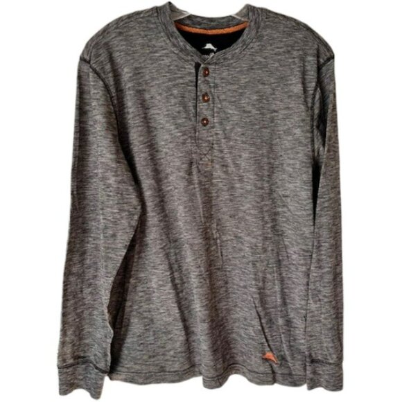 Tommy Bahama Henley L/S Tee - Micro Stripe - Black/White - M - Picture 2 of 10